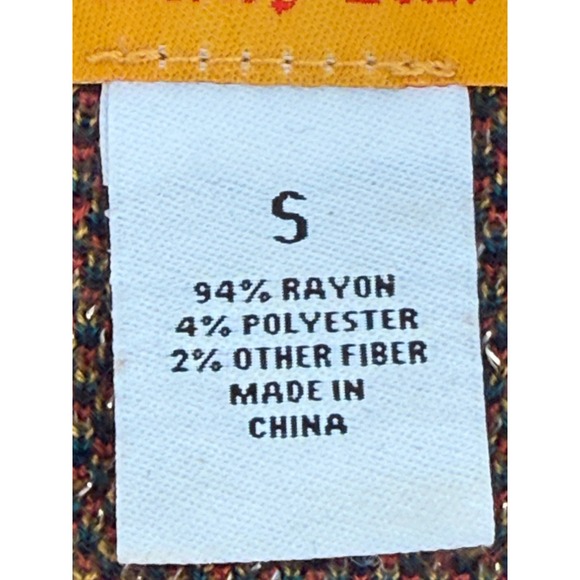 Ruby Rd Womens Paisley Knit Tunic Top Orange Teal Fringe Hem 3/4 Sleeve Sz S - Picture 8 of 10